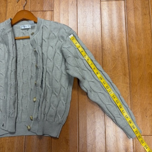 Liz Claiborne Preppy Academia Cable Knit Cardigan Size‎ M Wool Cashmere Blend - Picture 5 of 8